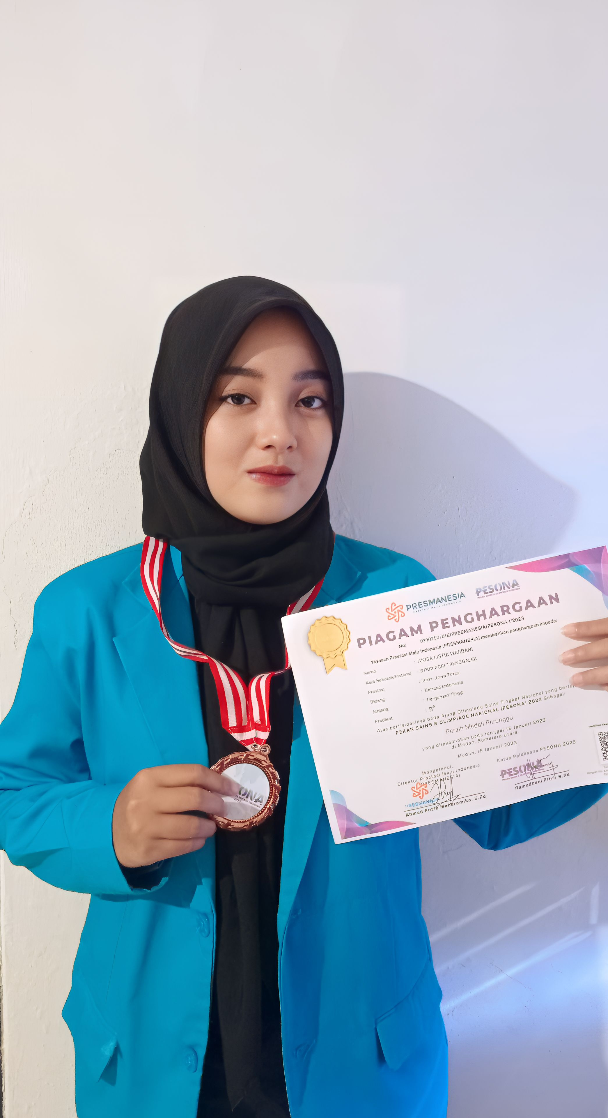 Mahasiswi Semester 3 Anisa Listia Wardani Prodi PPKn  STKIP PGRI Trenggalek meraih Medali Perunggu d